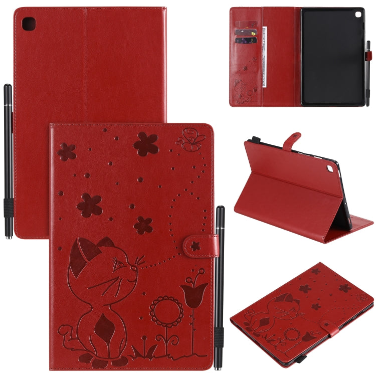Cat Bee Embossing Pattern Shockproof Table PC Protective Case with Holder & Card Slots & Wallet & Pen Slot & Wake-up / Sleep Function, For Samsung Galaxy Tab A10.5 T590 / T595, For Samsung Galaxy Tab S5e T720 / T725