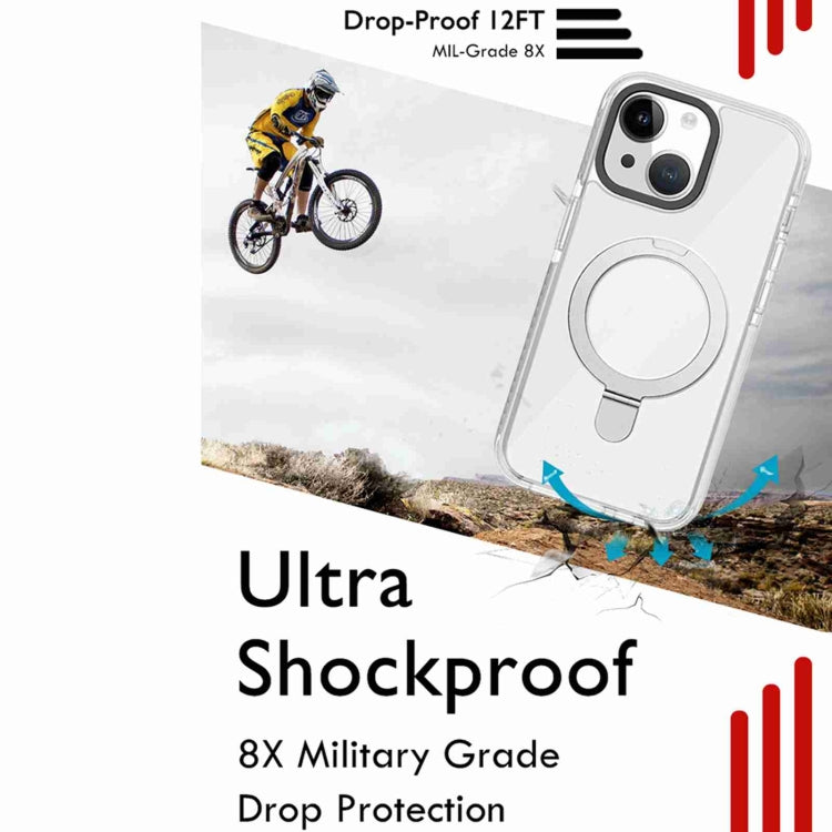 Kingsteel Wolf MagSafe Holder Transparent Phone Case, For iPhone 15 Pro Max, For iPhone 15 Pro, For iPhone 15 Plus, For iPhone 15