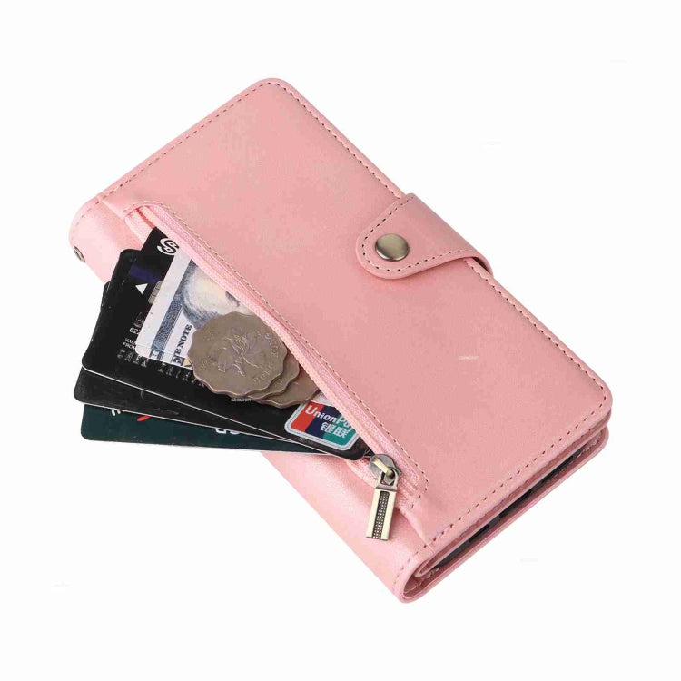 Rivet Buckle 9 Cards Three Fold Leather Phone Case