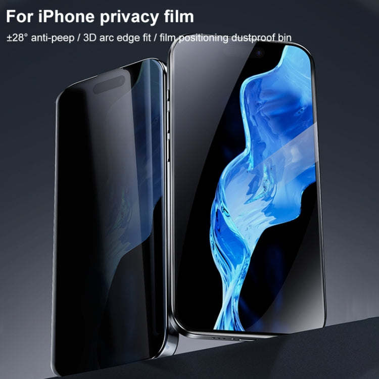 MOMAX 0.3mm 3D Anti-peep Tempered Glass Film, For iPhone 15 Pro Max, For iPhone 15 Pro, For iPhone 15 Plus, For iPhone 15