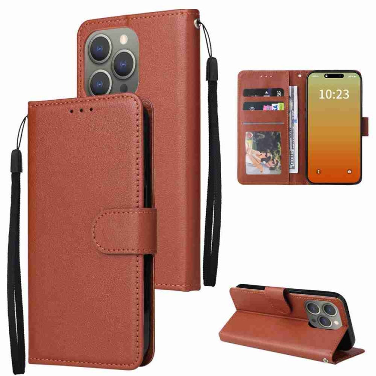 3-Card Slots Multifunctional Leather Phone Case, For iPhone 16, For iPhone 15 Pro Max, For iPhone 15 Pro, For iPhone 15 Plus