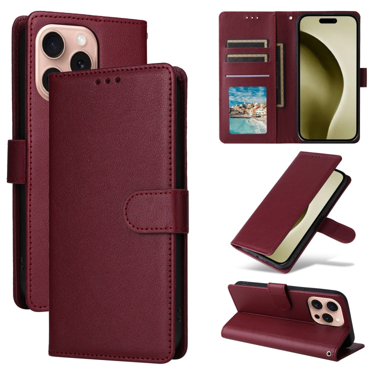 3-Card Slots Multifunctional Leather Phone Case, For iPhone 16e, For iPhone 16 Pro Max, For iPhone 16 Pro, For iPhone 16 Plus