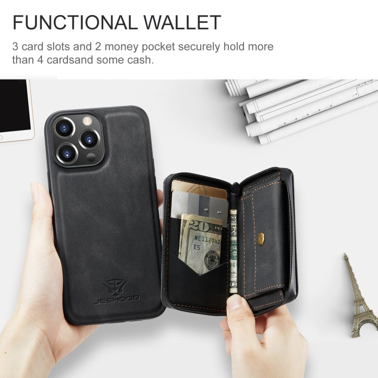 JEEHOOD Magnetic Zipper Wallet Leather Phone Case