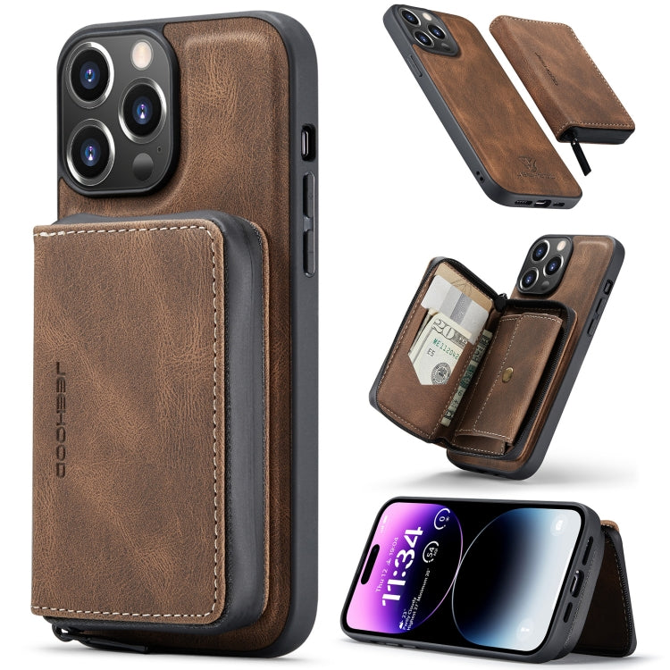 JEEHOOD Magnetic Zipper Wallet Leather Phone Case