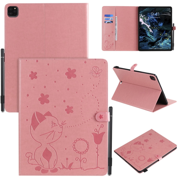 Cat Bee Embossing Pattern Horizontal Flip Leather Case with Holder & Card Slots & Wallet & Pen Slot & Wake-up / Sleep Function, For iPad Pro 12.9 (2020) & (2018), For iPad Pro 11 (2020) & (2018), For iPad 10.2 / Air (2019) / Pro 10.5