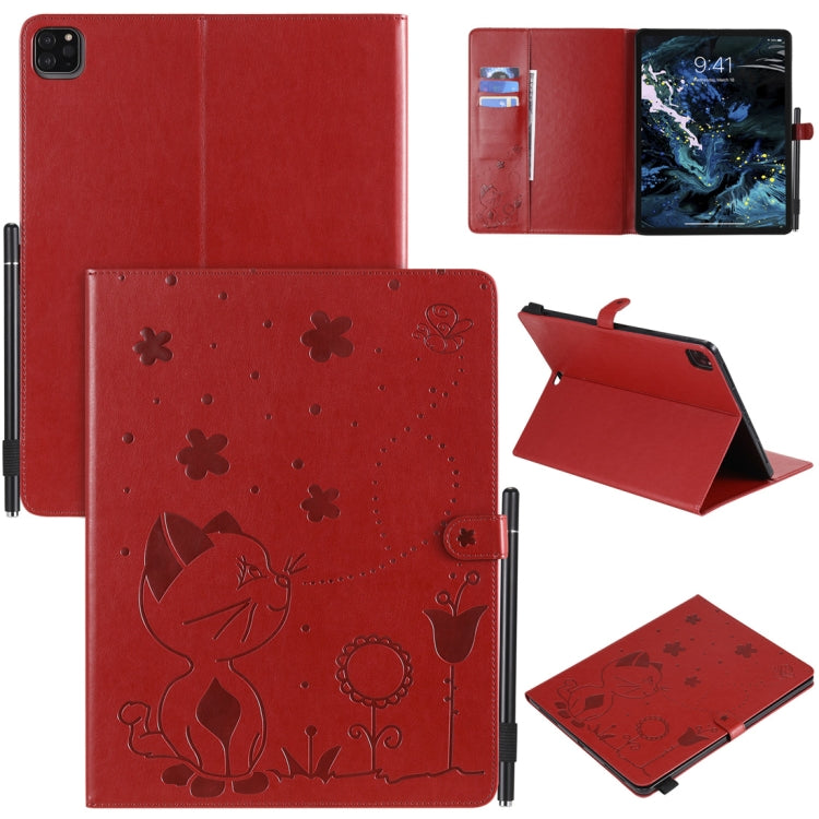 Cat Bee Embossing Pattern Horizontal Flip Leather Case with Holder & Card Slots & Wallet & Pen Slot & Wake-up / Sleep Function, For iPad Pro 12.9 (2020) & (2018), For iPad Pro 11 (2020) & (2018), For iPad 10.2 / Air (2019) / Pro 10.5