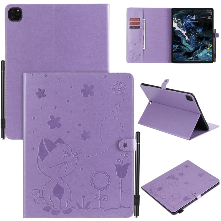Cat Bee Embossing Pattern Horizontal Flip Leather Case with Holder & Card Slots & Wallet & Pen Slot & Wake-up / Sleep Function, For iPad Pro 12.9 (2020) & (2018), For iPad Pro 11 (2020) & (2018), For iPad 10.2 / Air (2019) / Pro 10.5