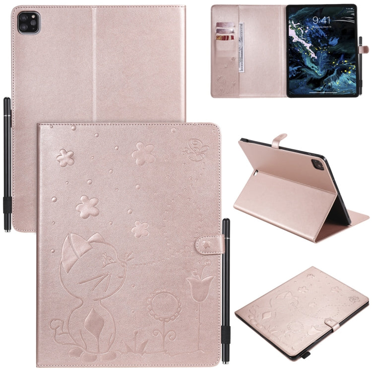 Cat Bee Embossing Pattern Horizontal Flip Leather Case with Holder & Card Slots & Wallet & Pen Slot & Wake-up / Sleep Function, For iPad Pro 12.9 (2020) & (2018), For iPad Pro 11 (2020) & (2018), For iPad 10.2 / Air (2019) / Pro 10.5