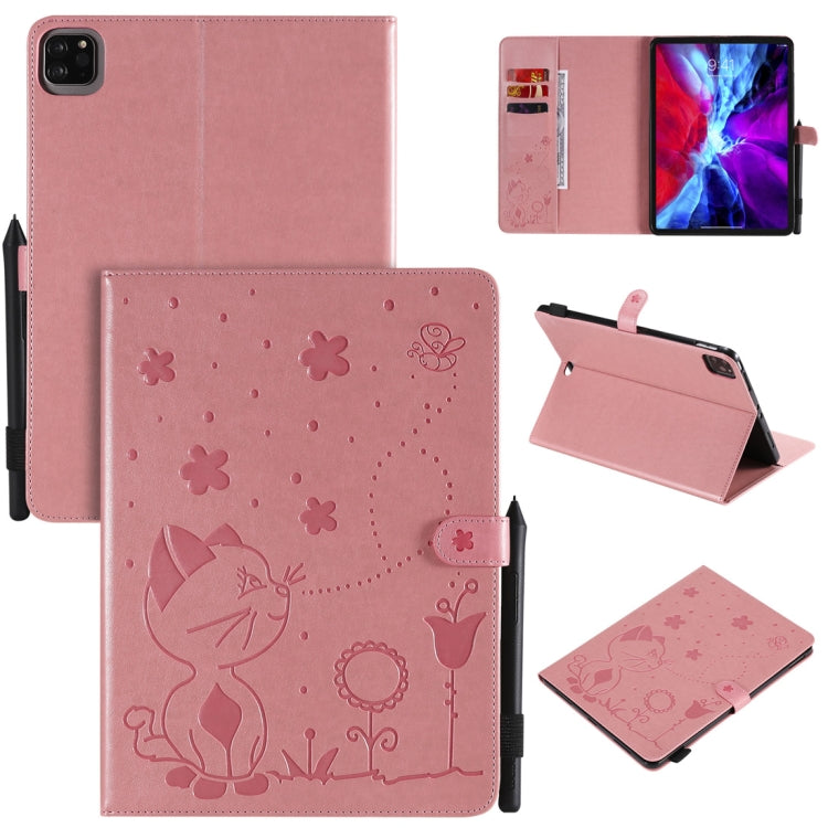 Cat Bee Embossing Pattern Horizontal Flip Leather Case with Holder & Card Slots & Wallet & Pen Slot & Wake-up / Sleep Function, For iPad Pro 12.9 (2020) & (2018), For iPad Pro 11 (2020) & (2018), For iPad 10.2 / Air (2019) / Pro 10.5