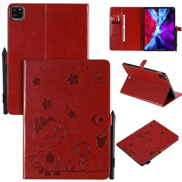 Cat Bee Embossing Pattern Horizontal Flip Leather Case with Holder & Card Slots & Wallet & Pen Slot & Wake-up / Sleep Function, For iPad Pro 12.9 (2020) & (2018), For iPad Pro 11 (2020) & (2018), For iPad 10.2 / Air (2019) / Pro 10.5