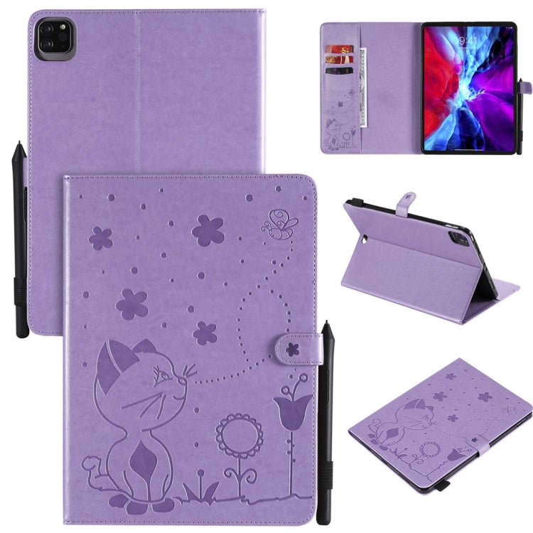 Cat Bee Embossing Pattern Horizontal Flip Leather Case with Holder & Card Slots & Wallet & Pen Slot & Wake-up / Sleep Function, For iPad Pro 12.9 (2020) & (2018), For iPad Pro 11 (2020) & (2018), For iPad 10.2 / Air (2019) / Pro 10.5