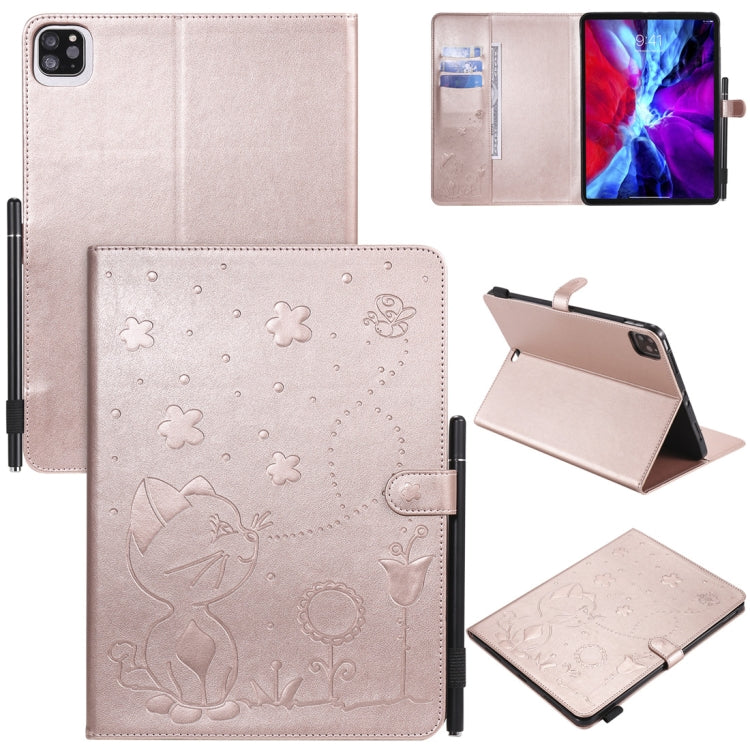 Cat Bee Embossing Pattern Horizontal Flip Leather Case with Holder & Card Slots & Wallet & Pen Slot & Wake-up / Sleep Function, For iPad Pro 12.9 (2020) & (2018), For iPad Pro 11 (2020) & (2018), For iPad 10.2 / Air (2019) / Pro 10.5