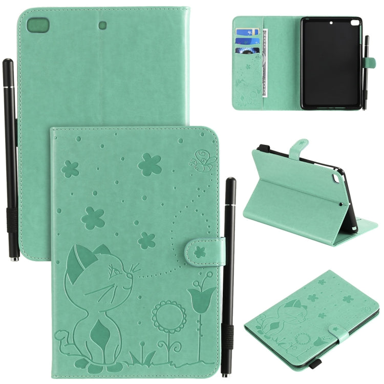 Cat Bee Embossing Pattern Horizontal Flip Leather Case with Holder & Card Slots & Wallet & Pen Slot & Wake-up / Sleep Function, For iPad mini 5 / 4 / 3 / 2 / 1, For iPad Air 2 / Air / 9.7 (2018) & (2017), For iPad 4 / 3 / 2