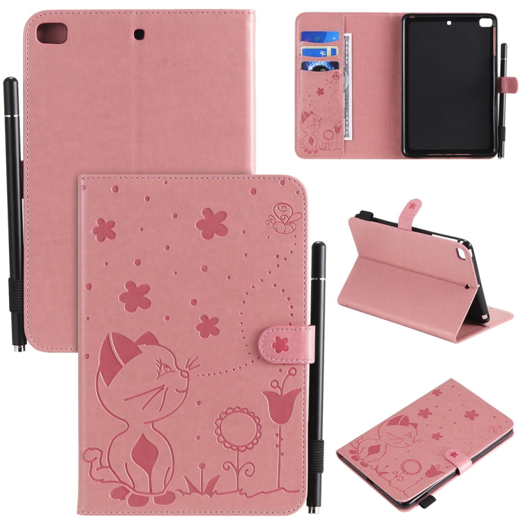 Cat Bee Embossing Pattern Horizontal Flip Leather Case with Holder & Card Slots & Wallet & Pen Slot & Wake-up / Sleep Function, For iPad mini 5 / 4 / 3 / 2 / 1, For iPad Air 2 / Air / 9.7 (2018) & (2017), For iPad 4 / 3 / 2