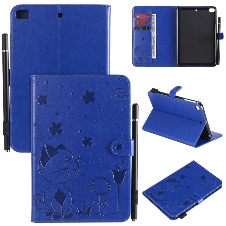 Cat Bee Embossing Pattern Horizontal Flip Leather Case with Holder & Card Slots & Wallet & Pen Slot & Wake-up / Sleep Function, For iPad mini 5 / 4 / 3 / 2 / 1, For iPad Air 2 / Air / 9.7 (2018) & (2017), For iPad 4 / 3 / 2