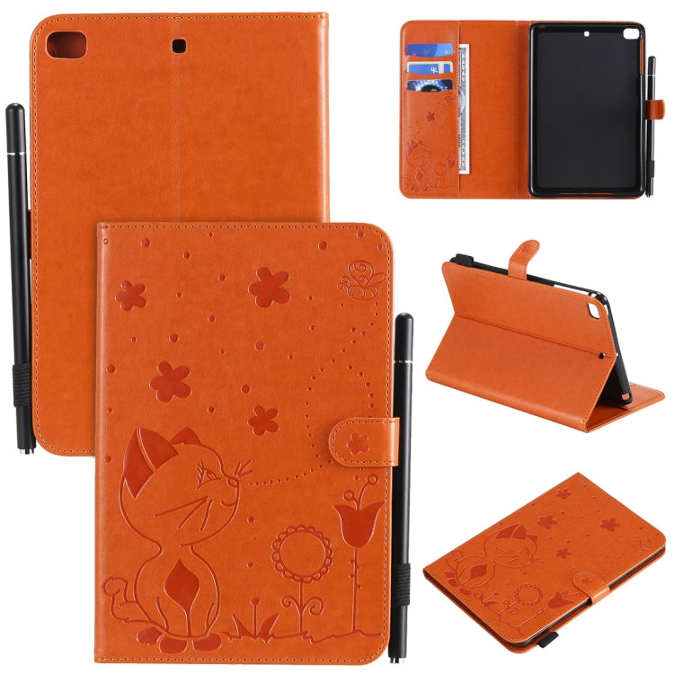 Cat Bee Embossing Pattern Horizontal Flip Leather Case with Holder & Card Slots & Wallet & Pen Slot & Wake-up / Sleep Function, For iPad mini 5 / 4 / 3 / 2 / 1, For iPad Air 2 / Air / 9.7 (2018) & (2017), For iPad 4 / 3 / 2