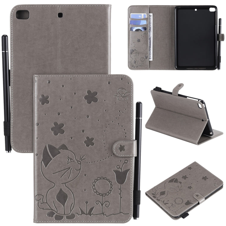 Cat Bee Embossing Pattern Horizontal Flip Leather Case with Holder & Card Slots & Wallet & Pen Slot & Wake-up / Sleep Function, For iPad mini 5 / 4 / 3 / 2 / 1, For iPad Air 2 / Air / 9.7 (2018) & (2017), For iPad 4 / 3 / 2