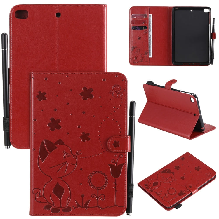 Cat Bee Embossing Pattern Horizontal Flip Leather Case with Holder & Card Slots & Wallet & Pen Slot & Wake-up / Sleep Function, For iPad mini 5 / 4 / 3 / 2 / 1, For iPad Air 2 / Air / 9.7 (2018) & (2017), For iPad 4 / 3 / 2