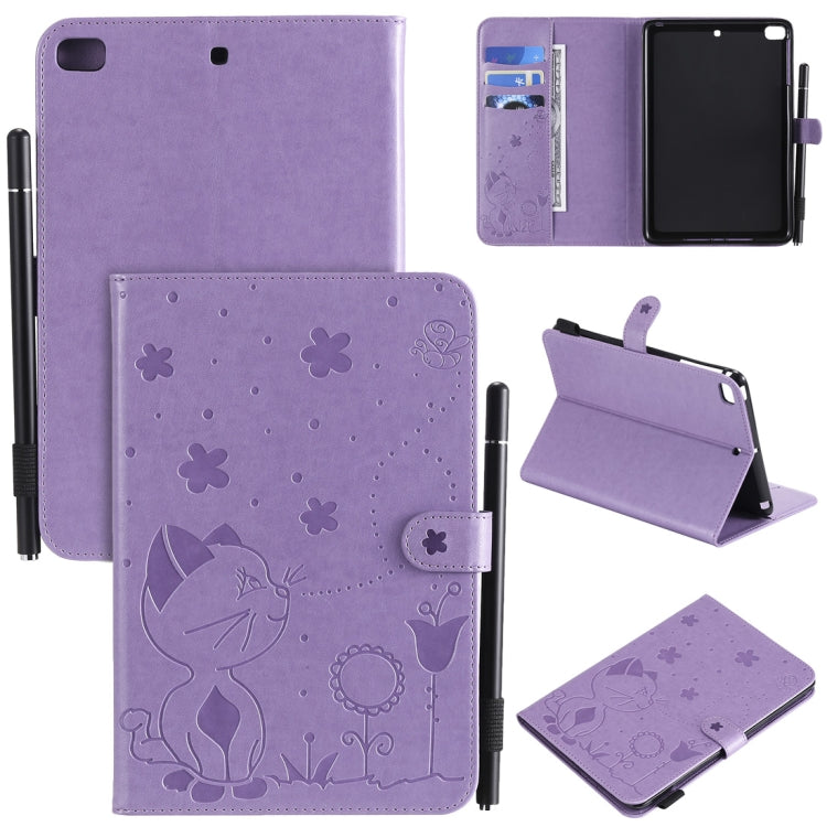 Cat Bee Embossing Pattern Horizontal Flip Leather Case with Holder & Card Slots & Wallet & Pen Slot & Wake-up / Sleep Function, For iPad mini 5 / 4 / 3 / 2 / 1, For iPad Air 2 / Air / 9.7 (2018) & (2017), For iPad 4 / 3 / 2