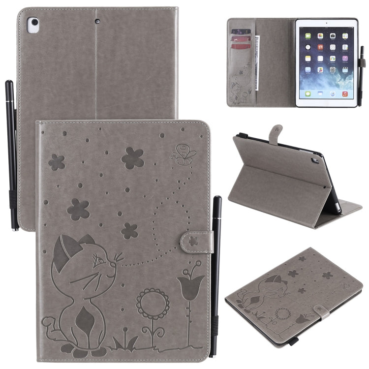 Cat Bee Embossing Pattern Horizontal Flip Leather Case with Holder & Card Slots & Wallet & Pen Slot & Wake-up / Sleep Function, For iPad mini 5 / 4 / 3 / 2 / 1, For iPad Air 2 / Air / 9.7 (2018) & (2017), For iPad 4 / 3 / 2