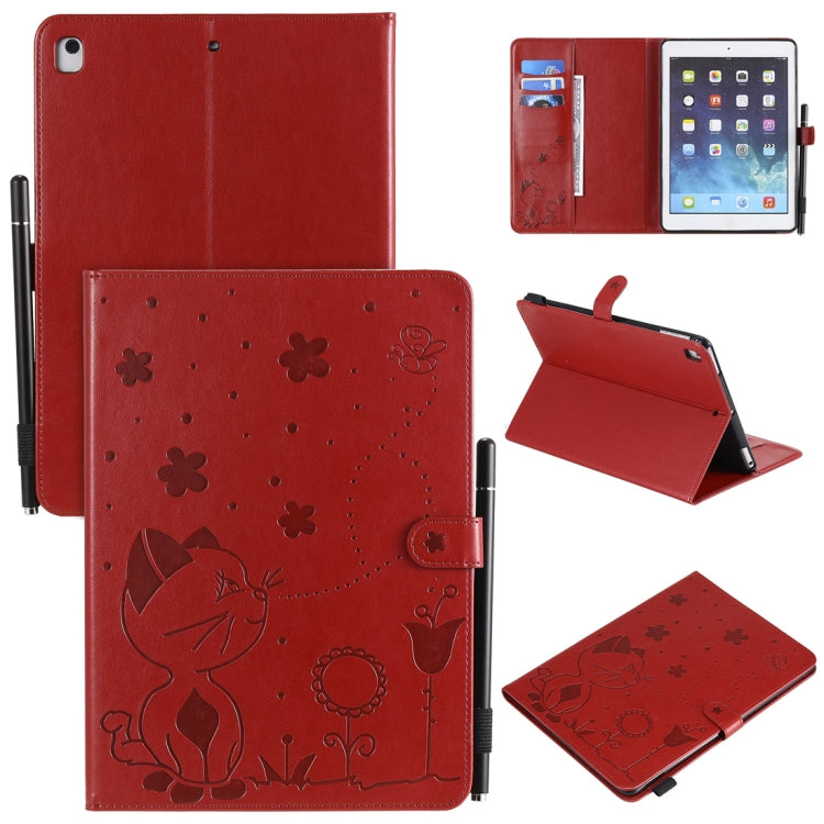 Cat Bee Embossing Pattern Horizontal Flip Leather Case with Holder & Card Slots & Wallet & Pen Slot & Wake-up / Sleep Function, For iPad mini 5 / 4 / 3 / 2 / 1, For iPad Air 2 / Air / 9.7 (2018) & (2017), For iPad 4 / 3 / 2