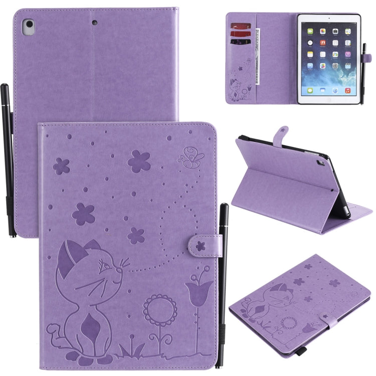 Cat Bee Embossing Pattern Horizontal Flip Leather Case with Holder & Card Slots & Wallet & Pen Slot & Wake-up / Sleep Function, For iPad mini 5 / 4 / 3 / 2 / 1, For iPad Air 2 / Air / 9.7 (2018) & (2017), For iPad 4 / 3 / 2
