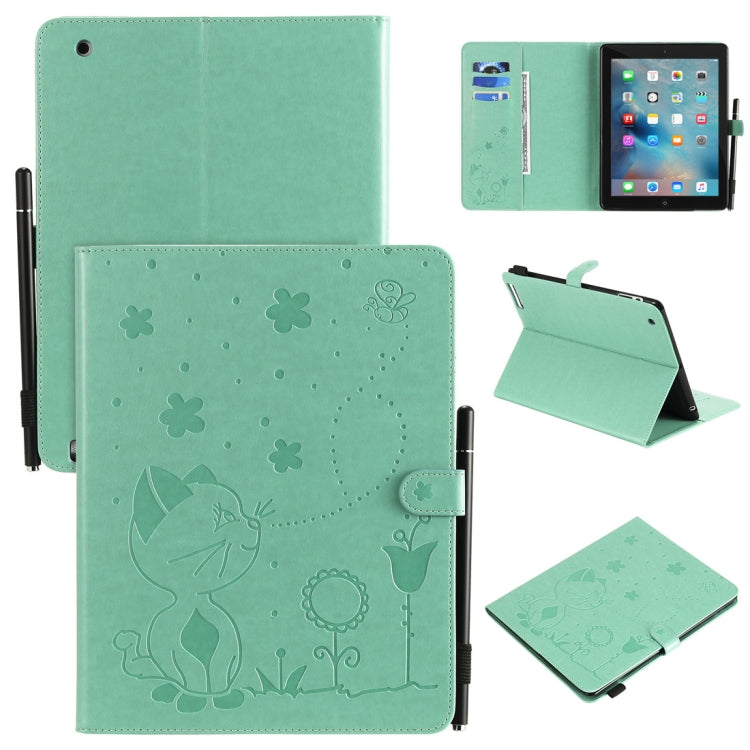 Cat Bee Embossing Pattern Horizontal Flip Leather Case with Holder & Card Slots & Wallet & Pen Slot & Wake-up / Sleep Function, For iPad mini 5 / 4 / 3 / 2 / 1, For iPad Air 2 / Air / 9.7 (2018) & (2017), For iPad 4 / 3 / 2