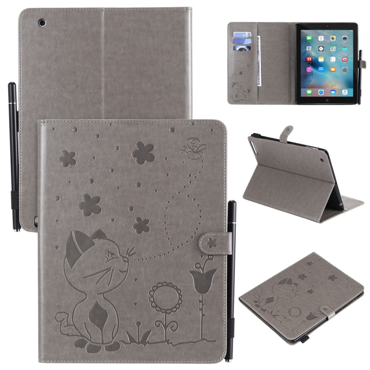 Cat Bee Embossing Pattern Horizontal Flip Leather Case with Holder & Card Slots & Wallet & Pen Slot & Wake-up / Sleep Function, For iPad mini 5 / 4 / 3 / 2 / 1, For iPad Air 2 / Air / 9.7 (2018) & (2017), For iPad 4 / 3 / 2