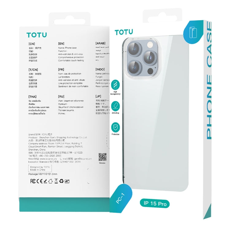 Coque de téléphone TOTU PC-01 Soft Series avec trous pour objectif de précision, pour iPhone 15 Pro Max, iPhone 15 Pro, iPhone 15 Plus, iPhone 15