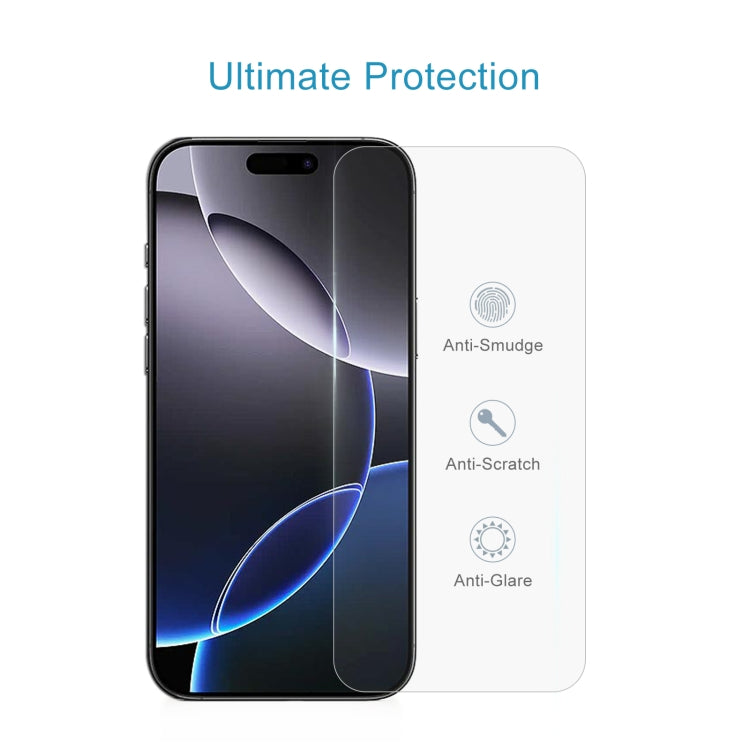 Film en verre trempé 0,26 mm 9H 2,5D pour iPhone 16 Pro Max, iPhone 16 Pro, iPhone 16 Plus, iPhone 16, iPhone 15 Plus / 15 Pro Max, iPhone 15 / 15 Pro
