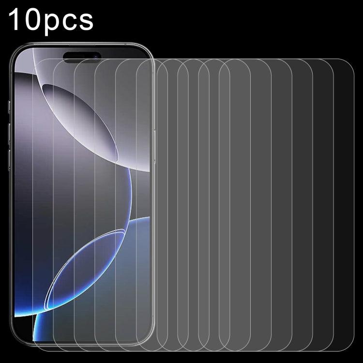 10pcs 0.26mm 9H 2.5D Tempered Glass Film, For iPhone 18 Pro / 17 / 17 Pro, For iPhone 18 Pro Max / 17 Pro Max, For iPhone Air, For iPhone 16 Pro Max, For iPhone 16 Pro, For iPhone 16, For iPhone 16 Plus, For iPhone 15 Plus / 15 Pro Max