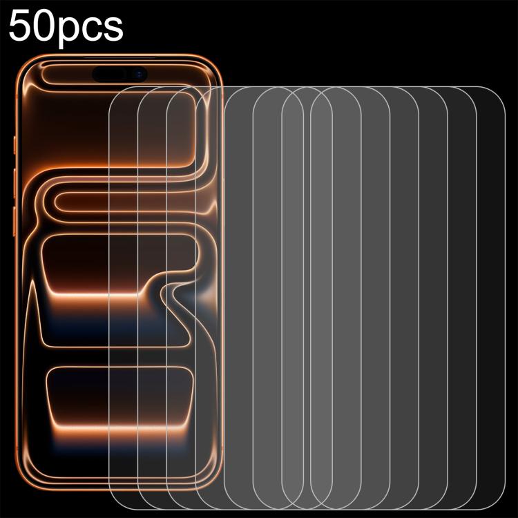 50pcs 0.26mm 9H 2.5D Tempered Glass Film, For iPhone 18 Pro / 17 / 17 Pro, For iPhone 18 Pro Max / 17 Pro Max, For iPhone Air, For iPhone 16 Pro Max, For iPhone 16 Pro, For iPhone 16 Plus, For iPhone 16, For iPhone 15 Plus / 15 Pro Max                 ...