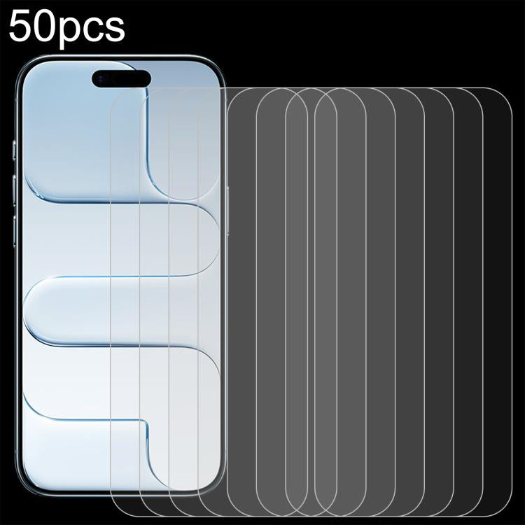 50pcs 0.26mm 9H 2.5D Tempered Glass Film, For iPhone 18 Pro / 17 / 17 Pro, For iPhone 18 Pro Max / 17 Pro Max, For iPhone Air, For iPhone 16 Pro Max, For iPhone 16 Pro, For iPhone 16 Plus, For iPhone 16, For iPhone 15 Plus / 15 Pro Max                 ...