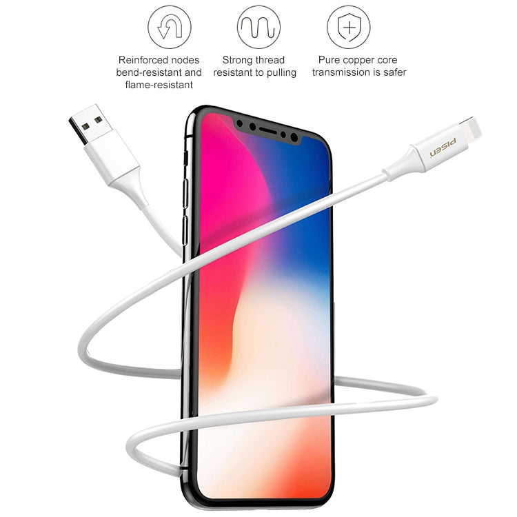 PISEN 2.4A 8 Pin Anti Breaking Fast Charging Cable, 1m USB to 8 Pin