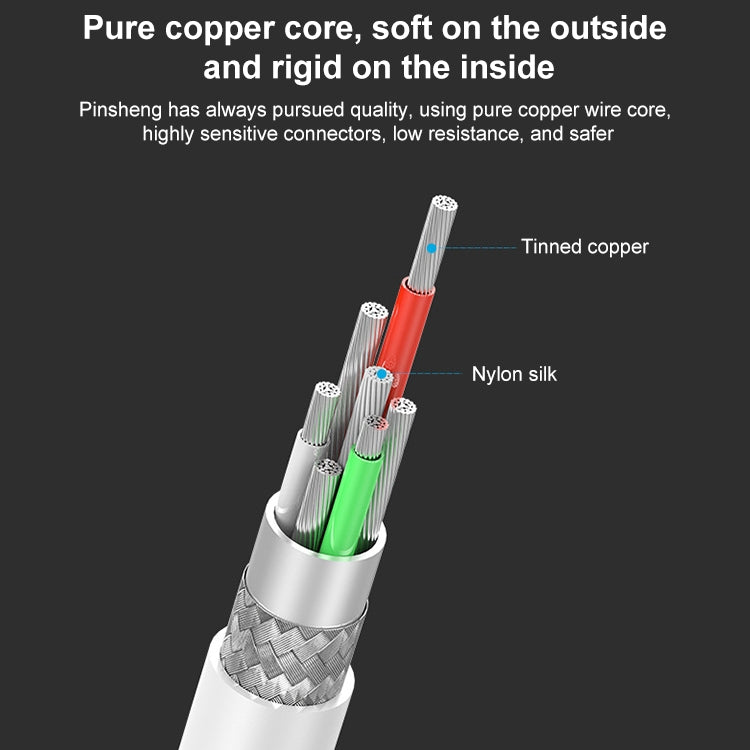 PISEN 2.4A 8 Pin Anti Breaking Fast Charging Cable, 1m USB to 8 Pin