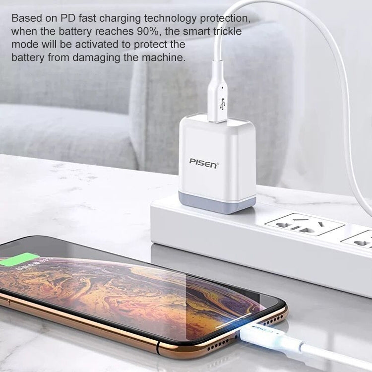Câble de charge rapide PISEN 3.0A PD, 1 m Type-C vers 8 broches