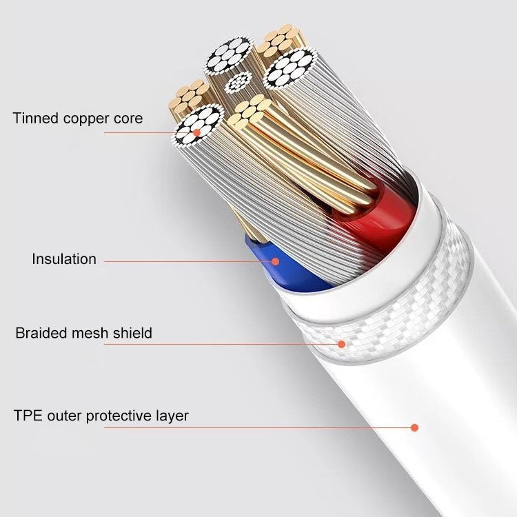 Câble de charge rapide PISEN 3.0A PD, 1 m Type-C vers 8 broches
