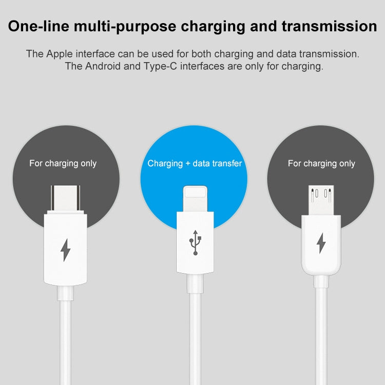 PISEN 3A 3 in 1 Data Cable, 1.2m