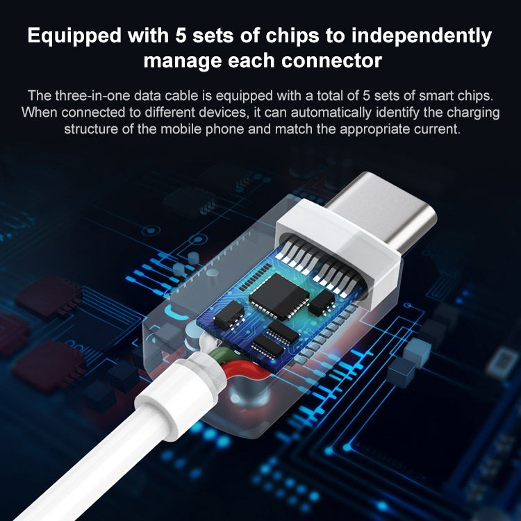 PISEN 3A 3 in 1 Data Cable, 1.2m