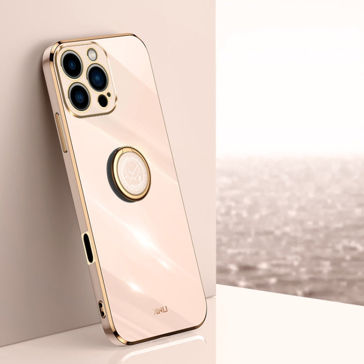 XINLI Straight Edge 6D Electroplate TPU Phone Case with Ring Holder, For iPhone Air, For iPhone 16 Pro Max, For iPhone 16 Pro