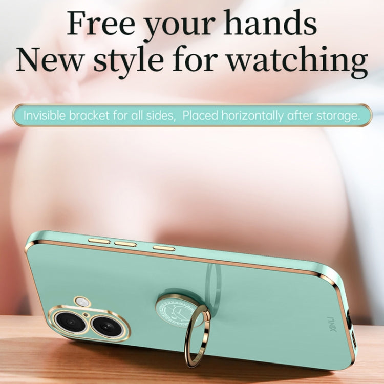 XINLI Straight Edge 6D Electroplate TPU Phone Case with Ring Holder, For iPhone 16 Plus, For iPhone 16, For iPhone 15 Pro Max