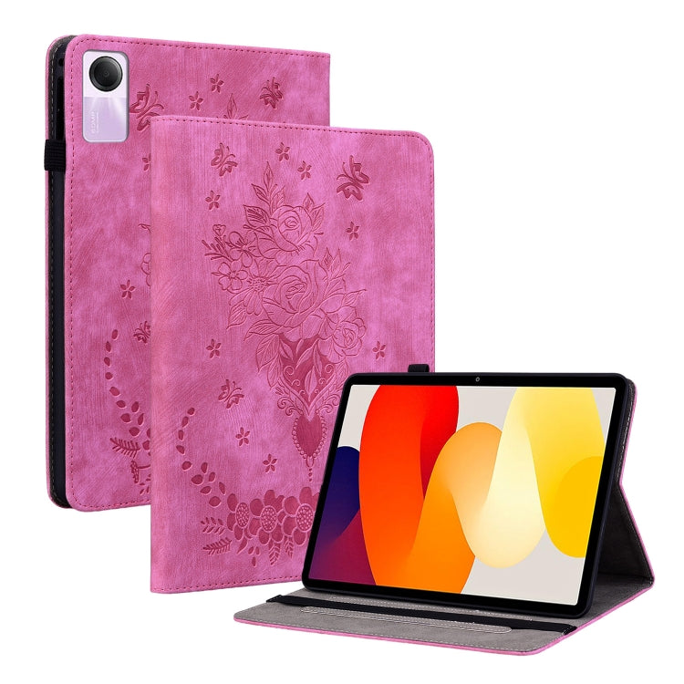 Butterfly Rose Embossed Leather Tablet Case, For Xiaomi Redmi Pad Pro 12.1, For Xiaomi Redmi Pad SE 11 inch
