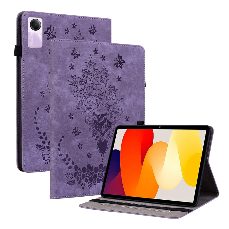 Butterfly Rose Embossed Leather Tablet Case, For Xiaomi Redmi Pad SE 8.7, For Xiaomi Redmi Pad Pro 12.1, For Xiaomi Redmi Pad SE 11 inch