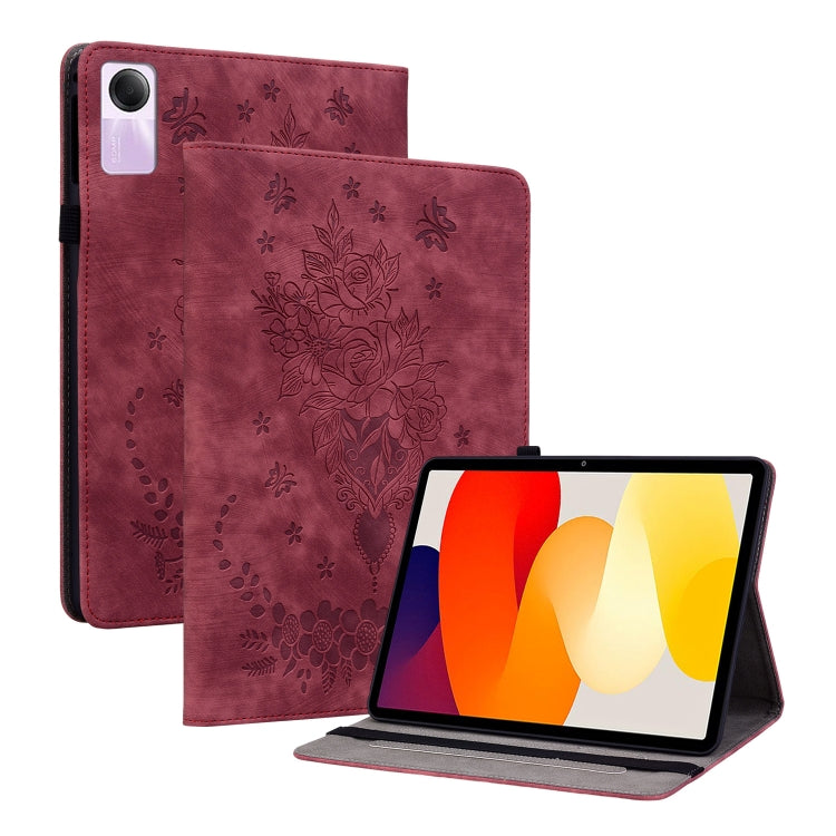Butterfly Rose Embossed Leather Tablet Case, For Xiaomi Redmi Pad Pro 12.1, For Xiaomi Redmi Pad SE 11 inch