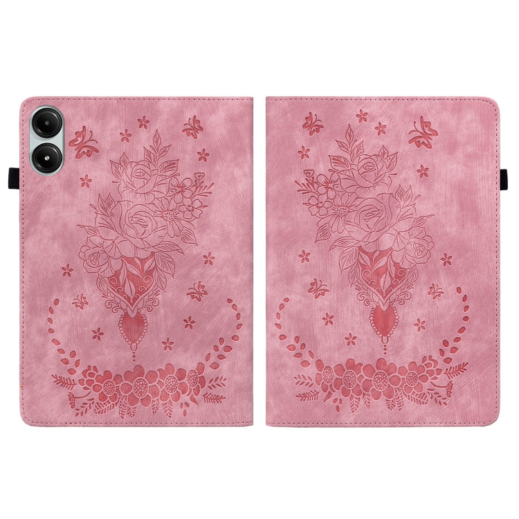 Butterfly Rose Embossed Leather Tablet Case, For Xiaomi Redmi Pad Pro 12.1, For Xiaomi Redmi Pad SE 11 inch