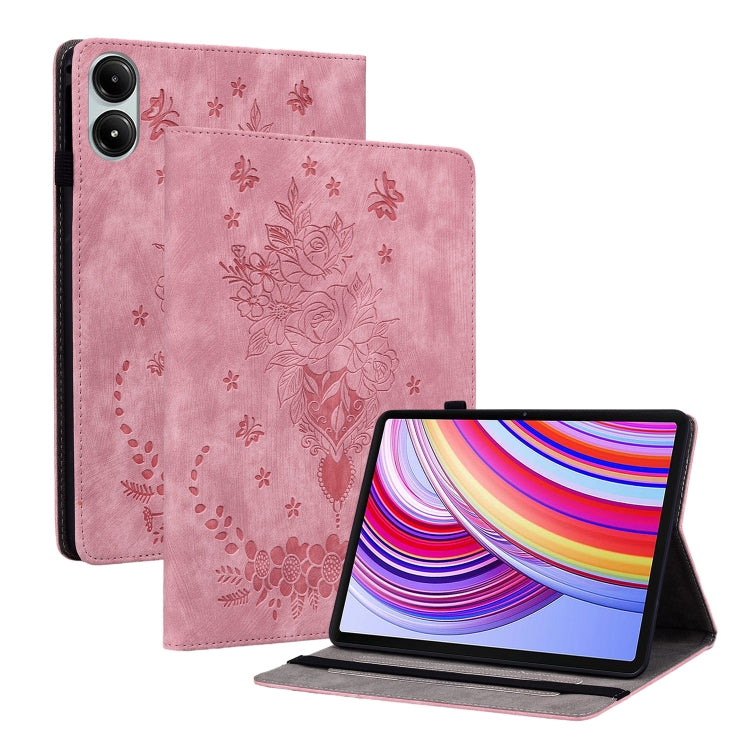 Butterfly Rose Embossed Leather Tablet Case, For Xiaomi Redmi Pad Pro 12.1, For Xiaomi Redmi Pad SE 11 inch