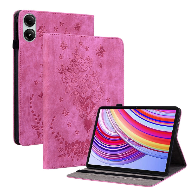 Butterfly Rose Embossed Leather Tablet Case, For Xiaomi Redmi Pad Pro 12.1, For Xiaomi Redmi Pad SE 11 inch