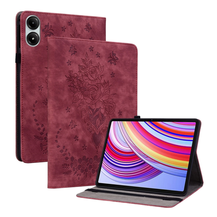 Butterfly Rose Embossed Leather Tablet Case, For Xiaomi Redmi Pad Pro 12.1, For Xiaomi Redmi Pad SE 11 inch