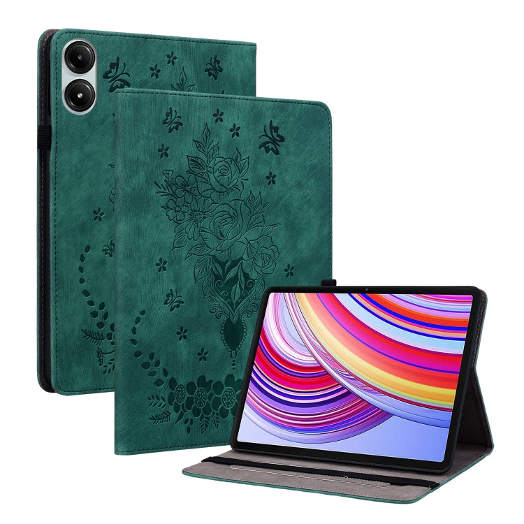Butterfly Rose Embossed Leather Tablet Case, For Xiaomi Redmi Pad Pro 12.1, For Xiaomi Redmi Pad SE 11 inch