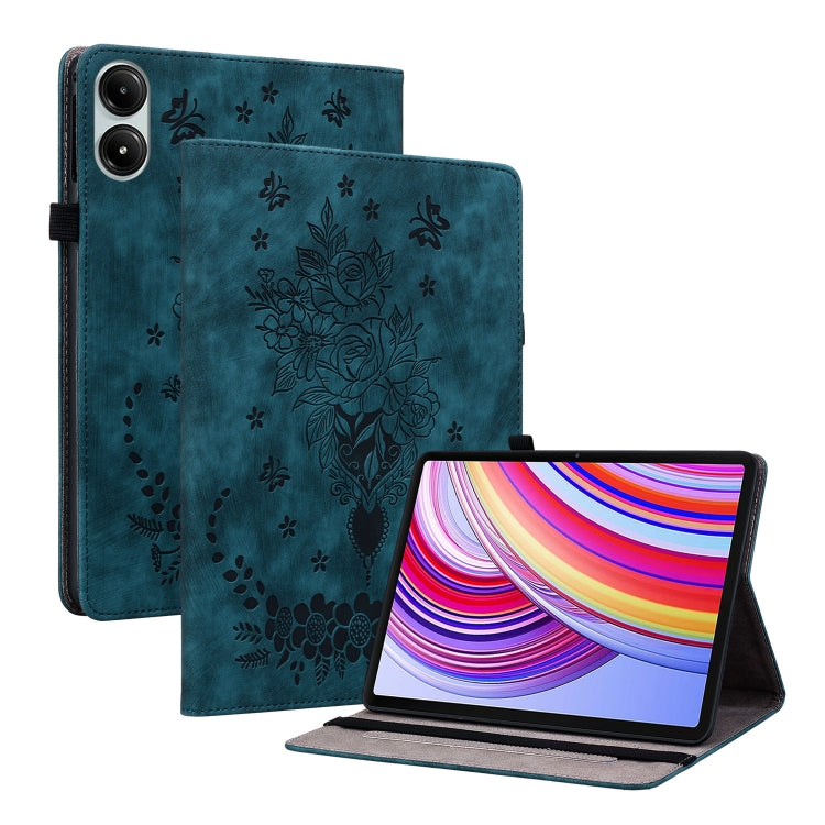 Butterfly Rose Embossed Leather Tablet Case, For Xiaomi Redmi Pad Pro 12.1, For Xiaomi Redmi Pad SE 11 inch